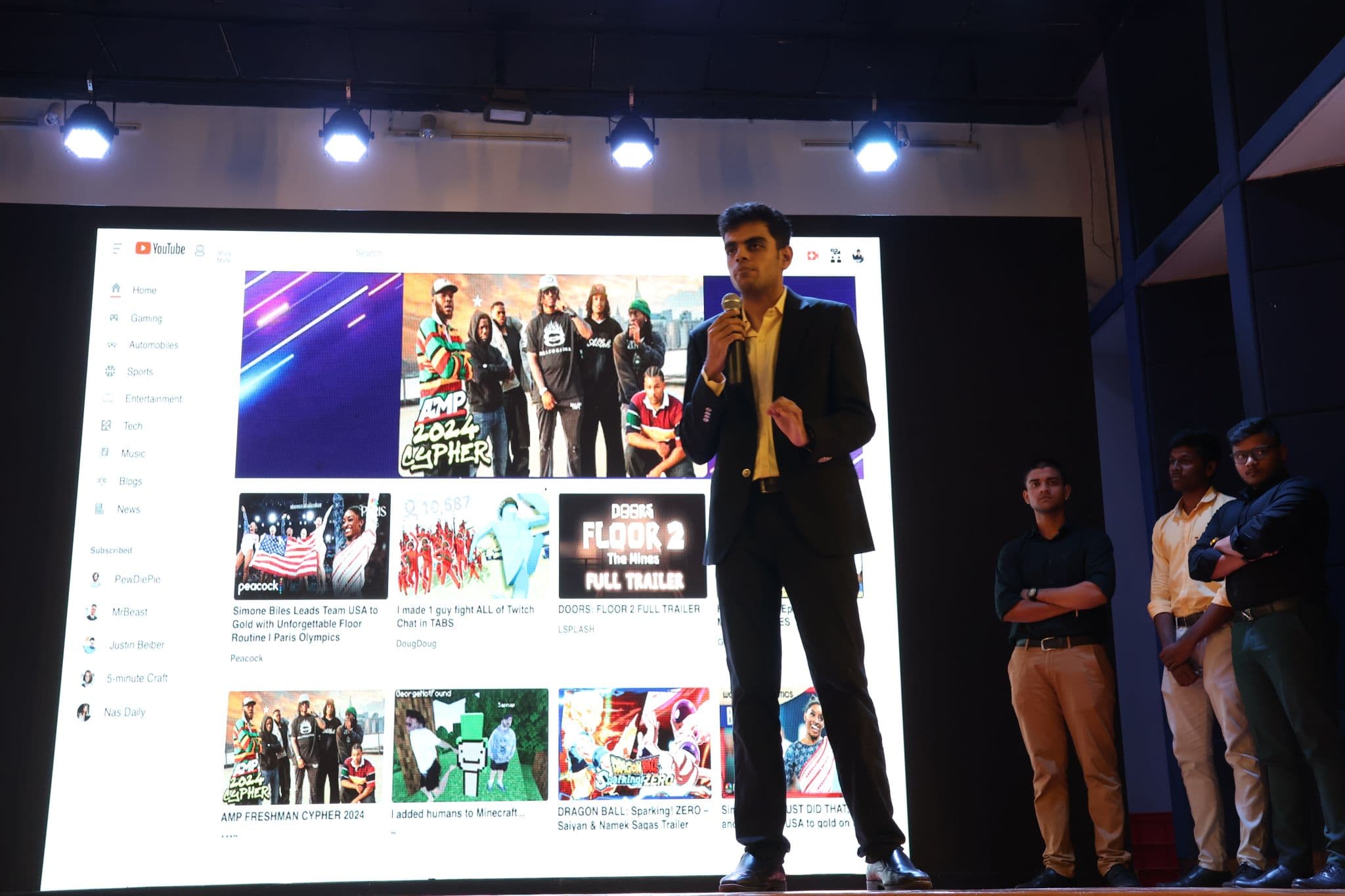 Tanay presenting a live demo on stage